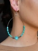 E1261 4&quot; Hoop Ear W/Green Turq