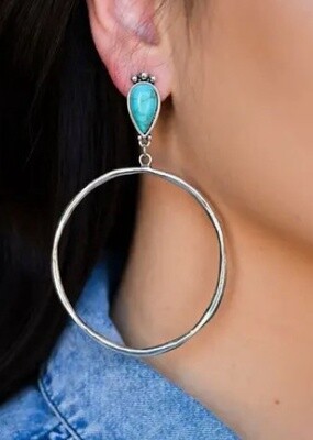 E677 Turq Post Drop Ear w/Silve