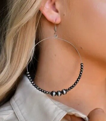 E703 4&quot; Beaded Dangle Hoop Ear
