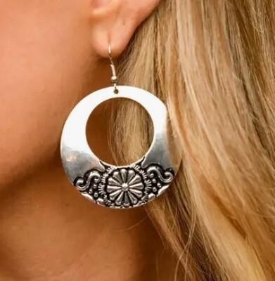 E790 Silver Stamped Circular Ea