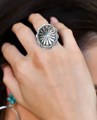 R253 Silver Concho Ring Adjust