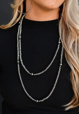 N1402 66&quot; Silver Beaded Necklac