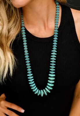 N1276 36&quot;&quot; Turquoise Disc Neckl