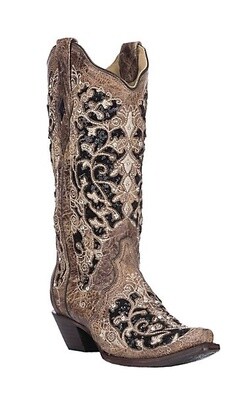 A3569 Taupe/Blk Snip Toe Boot