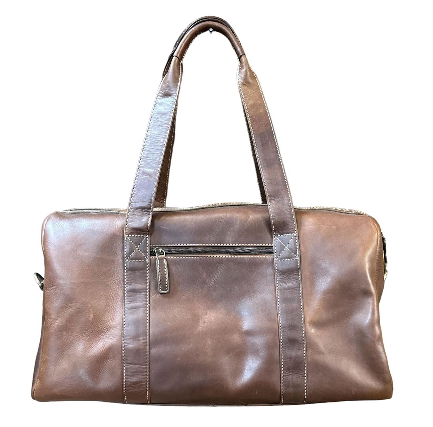 199042 Leather Duffle, Colour: Brown, Size: 18.5x10x11