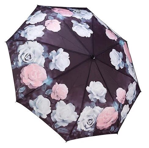33027SC Vintage Rose Folding Umbrella, Colour: Grey/Pink