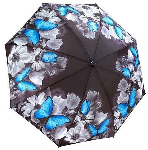 33067SC Blue Morpho Pop Up Umbrella, Colour: Grey/Blue