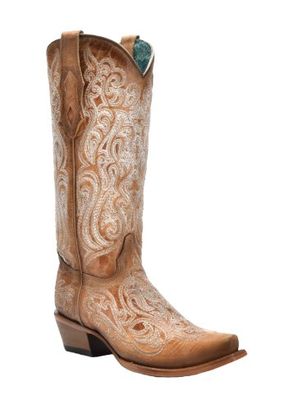 C4144 Crackle Snip Toe Boot w/Embroidery