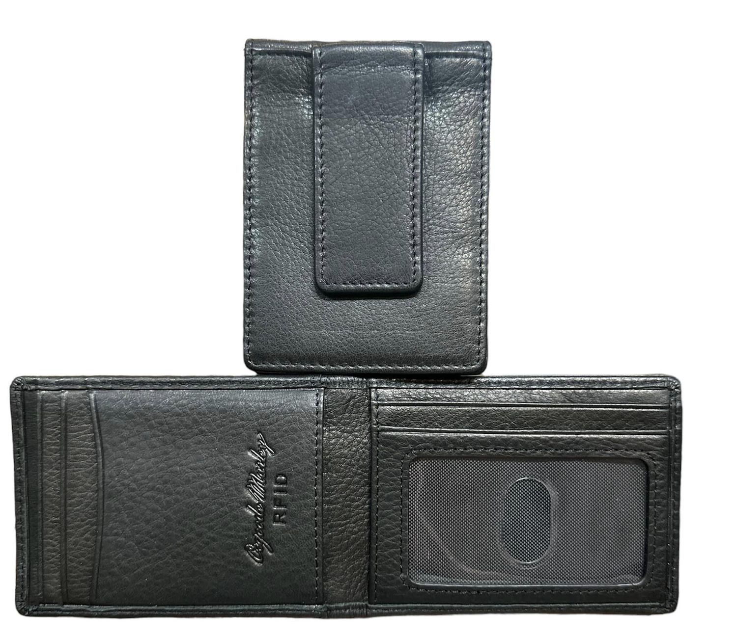 1208 RFID Bi-fold Money Clip, Colour: Black