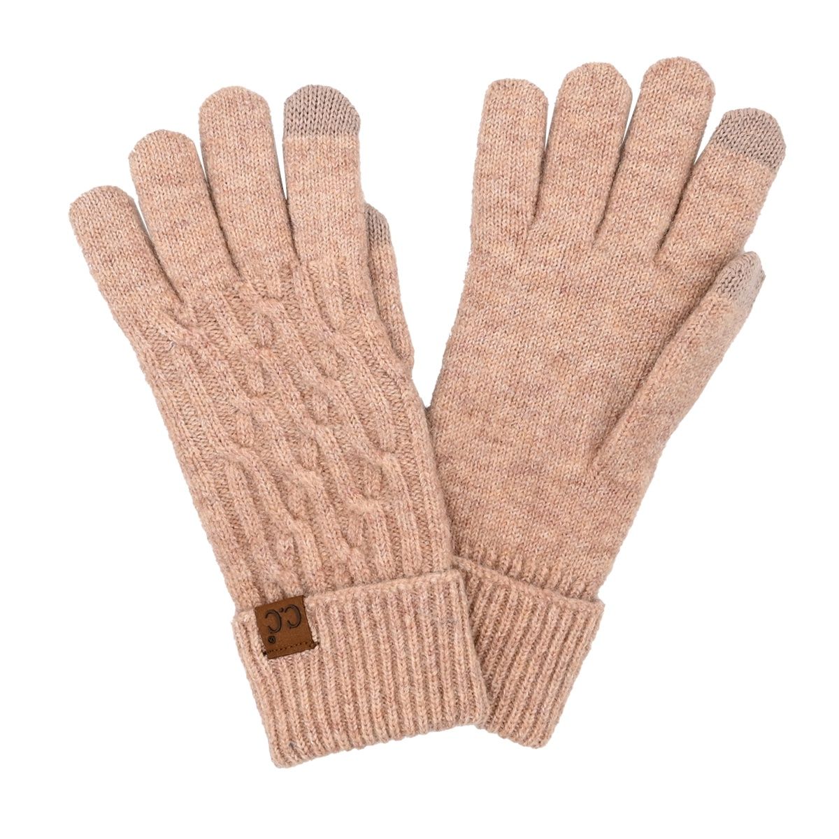 GLE0110 Cable Knit Glove w/Smart Tip, Colour: Sand