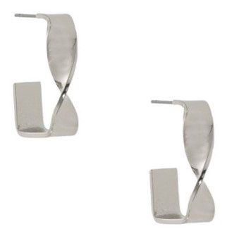 335-231E Twisted Angle Hoop Earrring, Colour: Silver