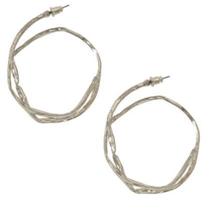 338-252E Double Hoop Earrring, Colour: Silver