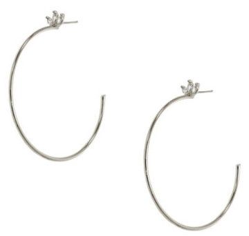 345-06E Large Hoop W/Crystal, Colour: Silver