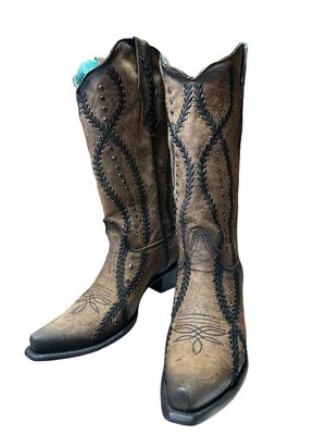 Z5247 Blk/Brn Embroidered Boot