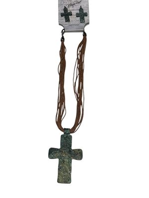30945 Patina Cross Necklace Set