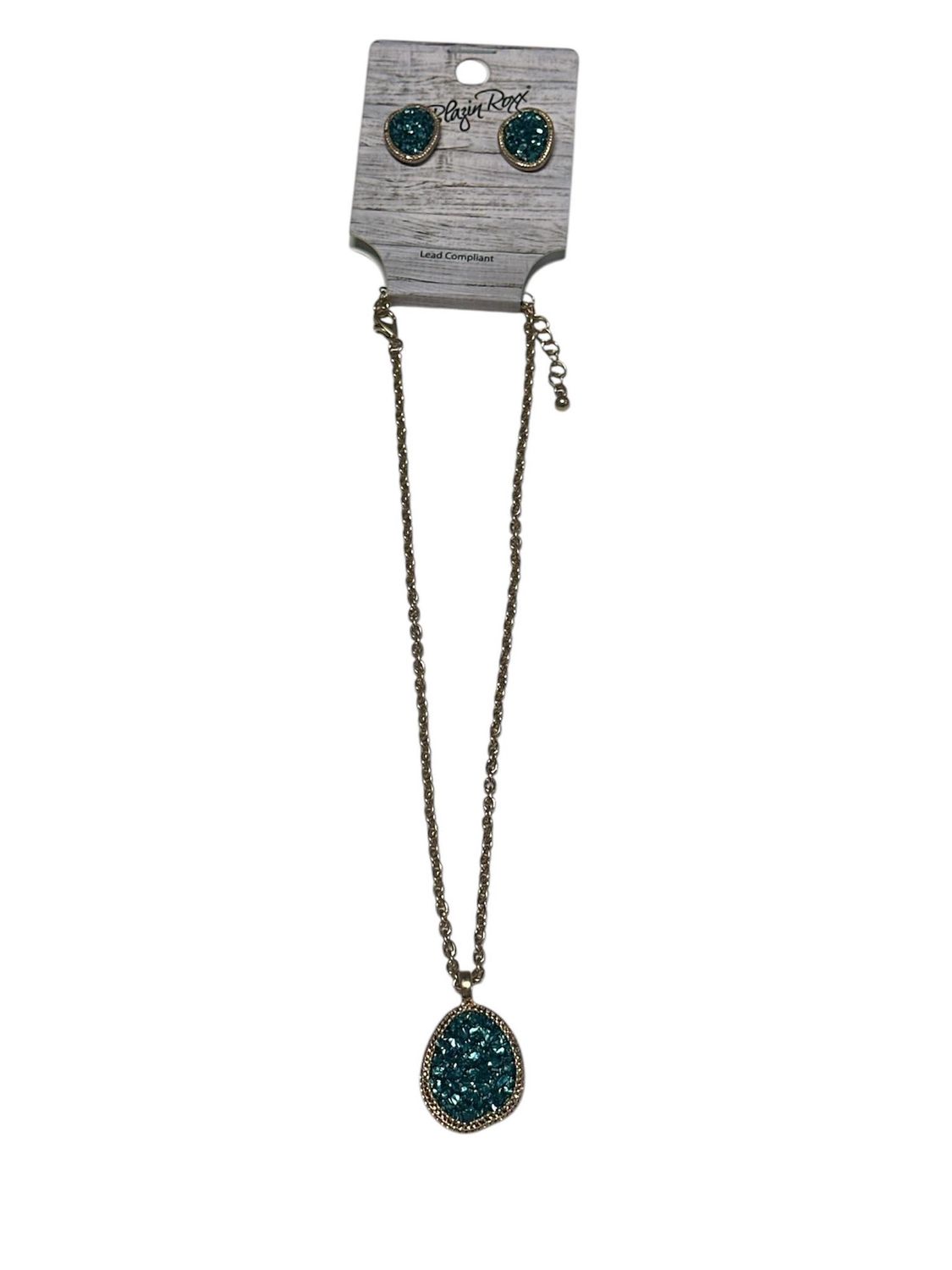 3055033 Gold/Turq Necklace Set, Colour: Gold/Turq