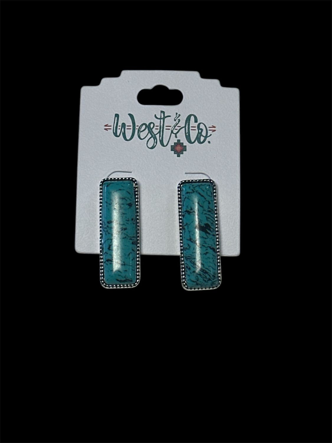 E902 1.5&quot; Bar Post Turquoise Earring, Colour: Turq