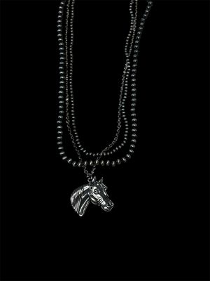 N1477 3 Strand Necklace With Horse Pendant