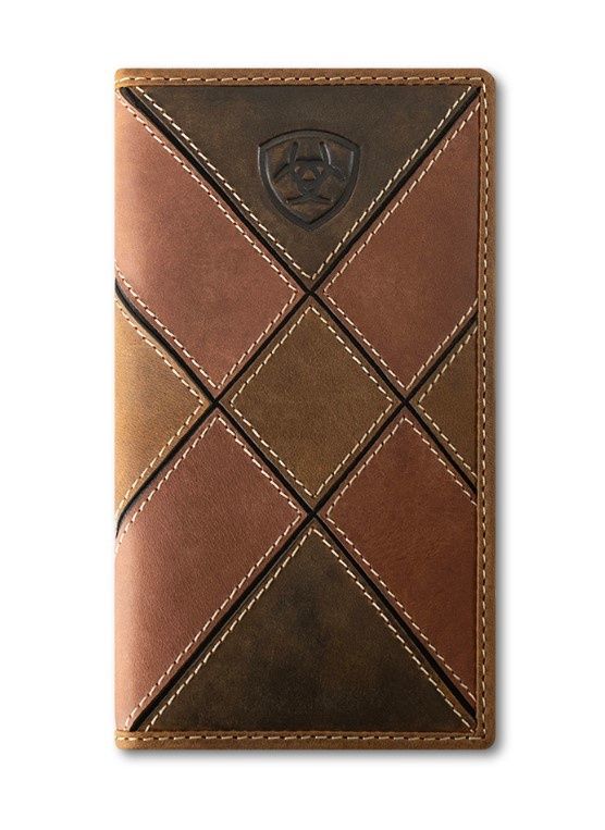 A3565397 Ariat Patchwork Rodeo Wallet, Colour: Brown