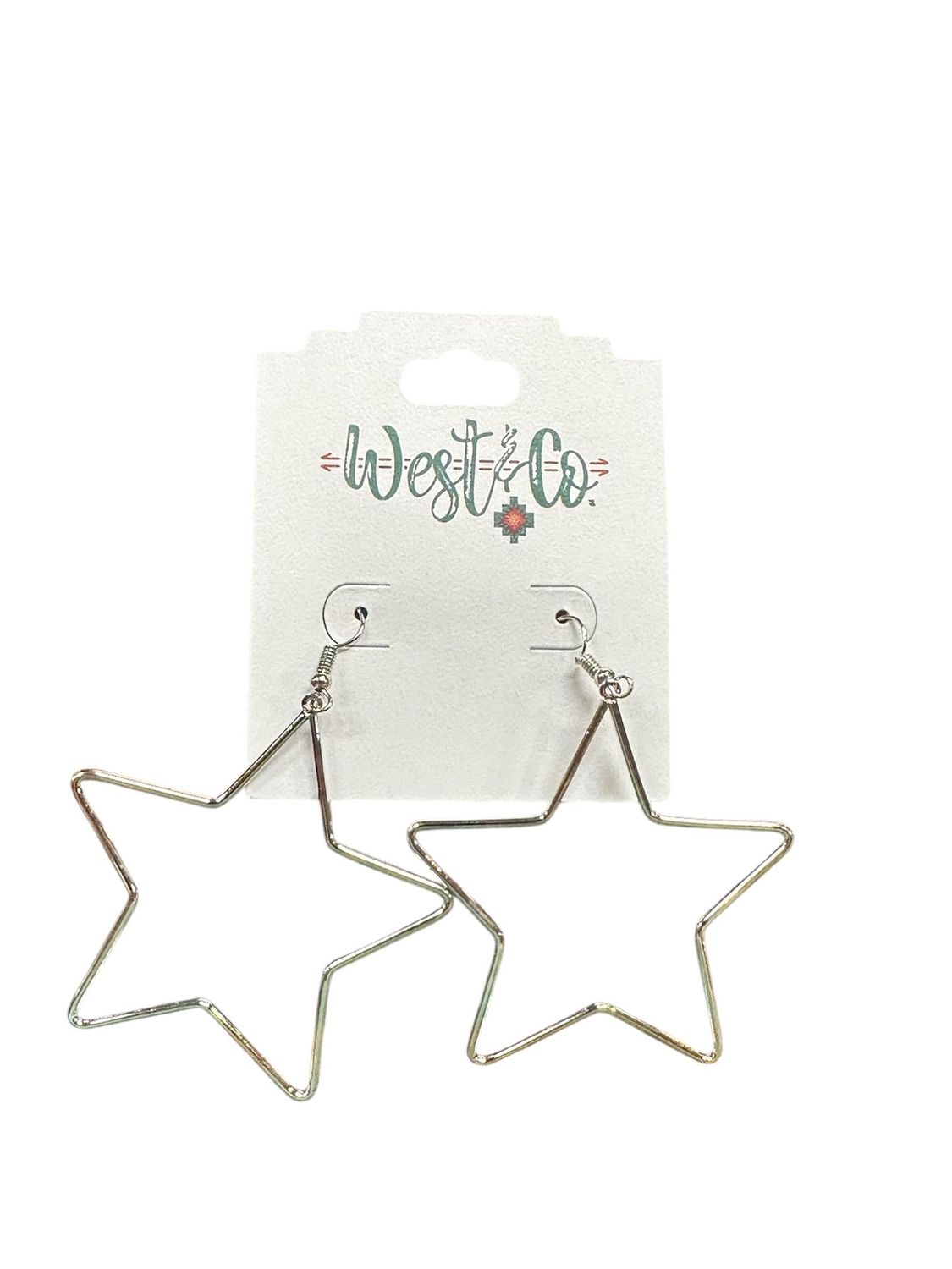 E952S 3" Silver Star Earring, Colour: Silver