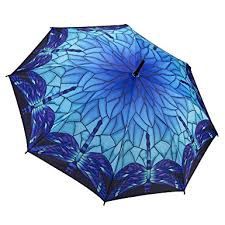 23017RC Stained Glass Dragonfly Stick Umbrella