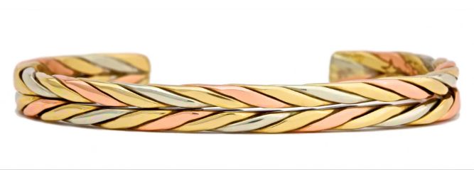 Wheat Brushed(224) Bracelet, Colour: Copper/German Silver/Brass, Size: Medium