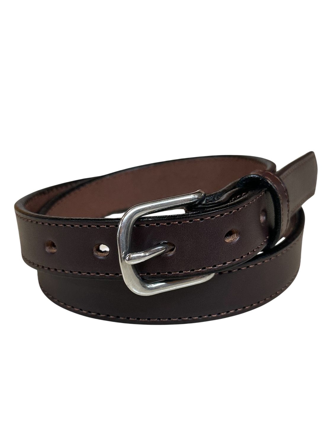 211 1&quot; Stitched Leather Belt, Colour: Dk Brown, Size: 32
