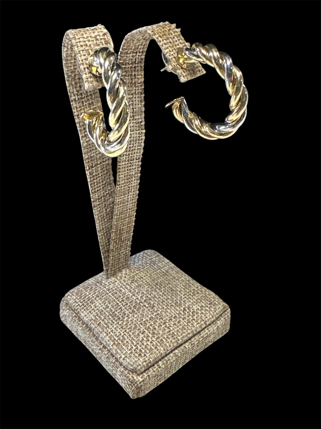 E971T Sil/Gold Twist Hoop Earring, Colour: Sil/Gold