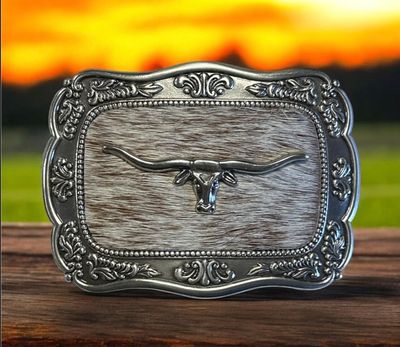 37951 Calf Hair Buckle W/Longhorn