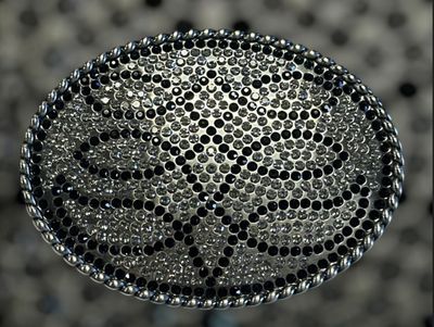 37953 Oval Boot Stitch Crystal Buckle