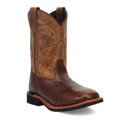 DPC5007 Jet Ostrich Print Leather Boot