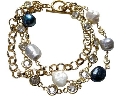 B25034 Mixed Baroque Triple Chain Bracelet