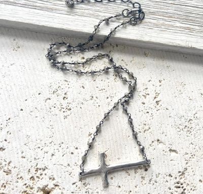 N24391 Sideways Cross Necklace