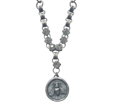N23040 Crystal Bee Medallion Necklace