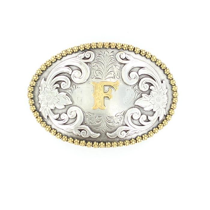 37072-F Initial Buckle, Colour: Ant Sil/Gld, Size: F