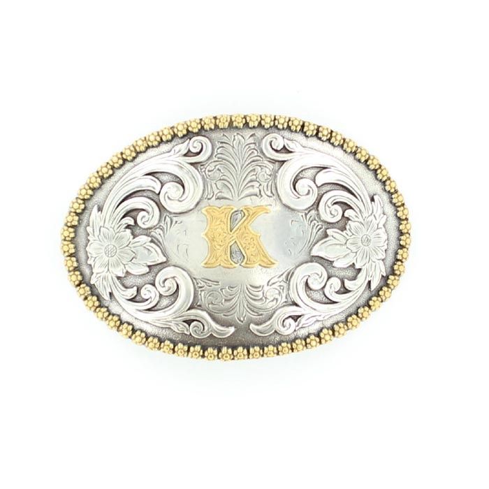 37072-K Initial Buckle, Colour: Ant Sil/Gld, Size: K
