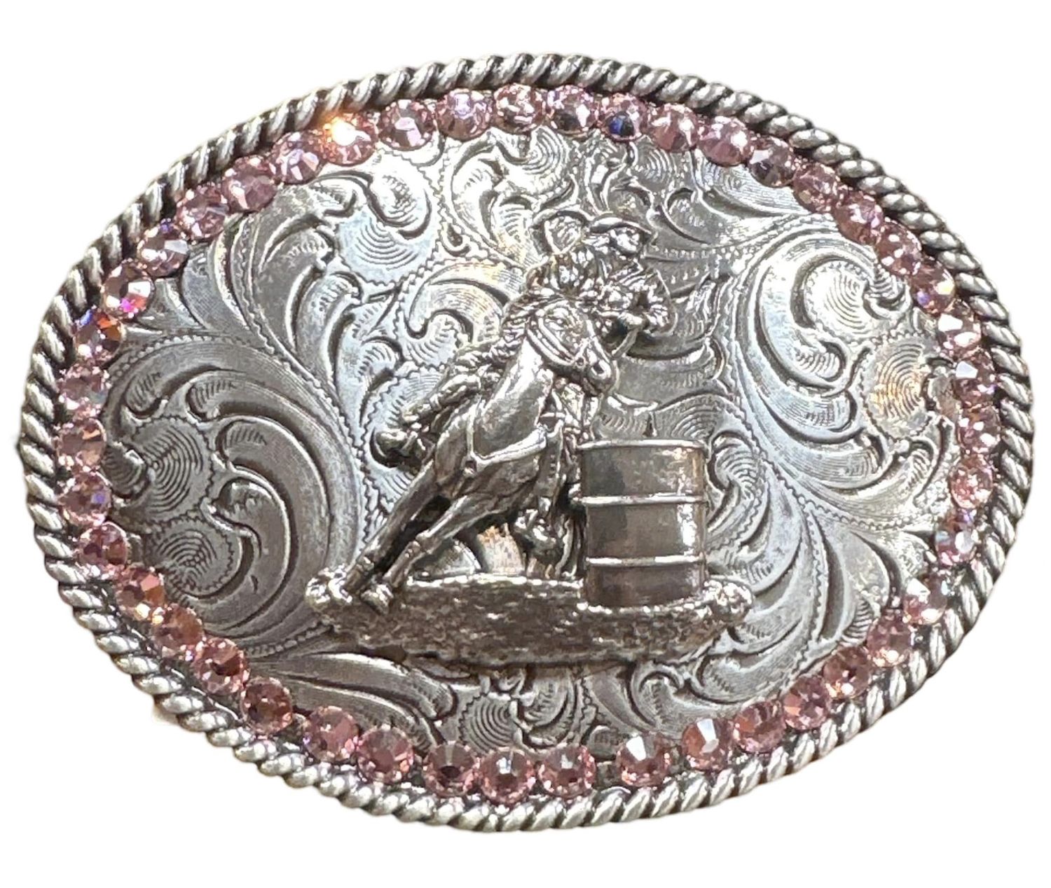 37380 Barrel Racer Kids Buckle, Colour: Sil/Pink