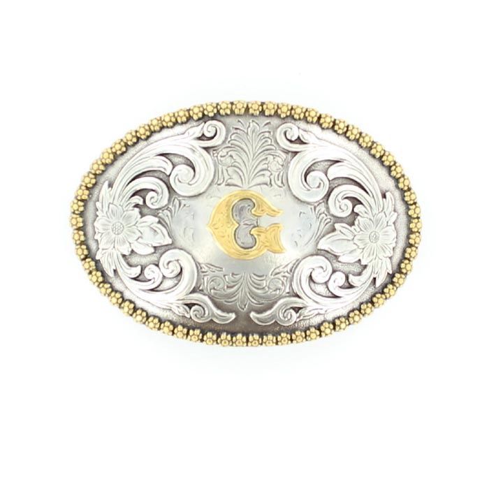37072-G Initial Buckle, Colour: Ant Sil/Gld, Size: G