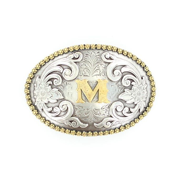 37072-M Initial Buckle, Colour: Ant Sil/Gld, Size: M