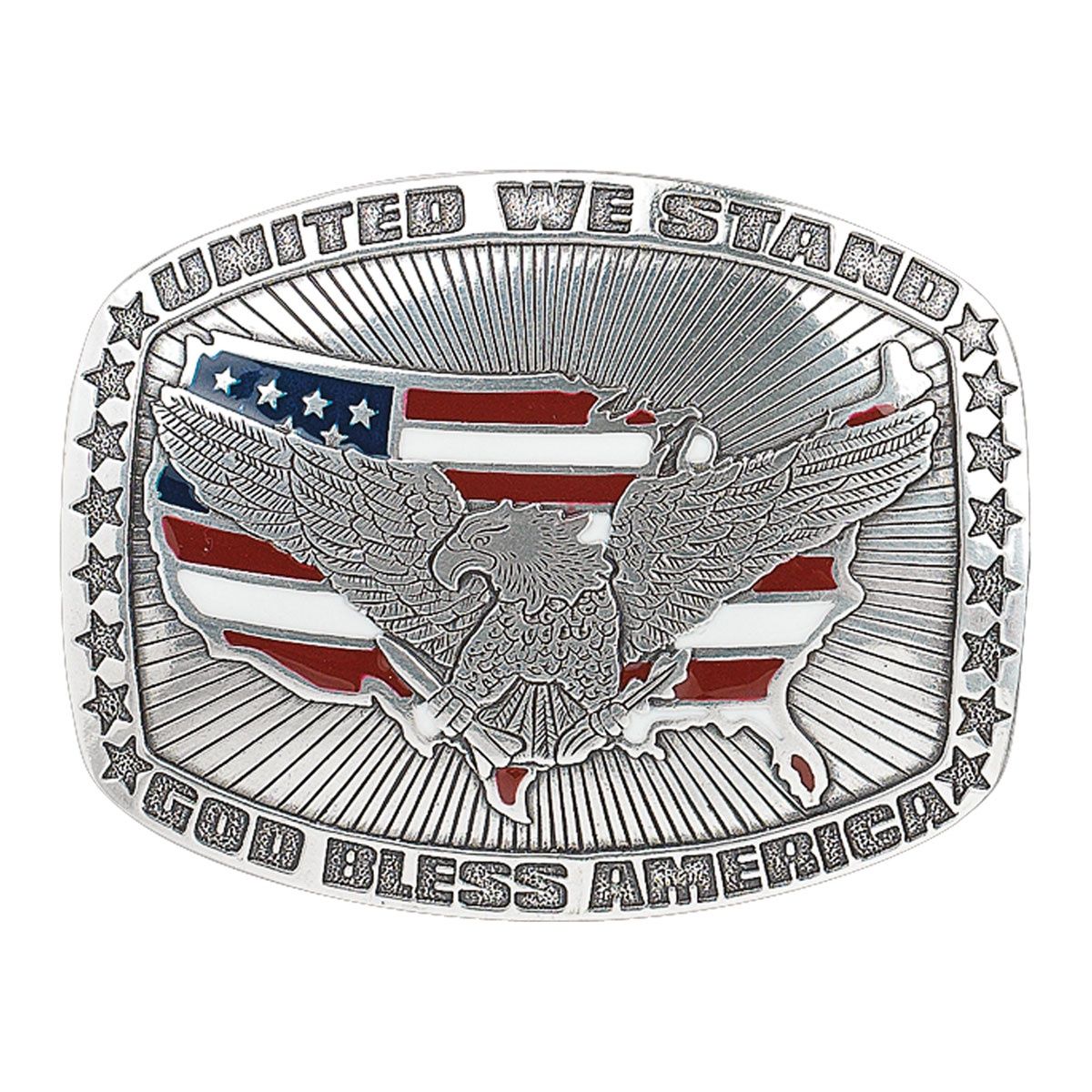 38006 United We Stand Buckle, Colour: Sil/Red/Whit