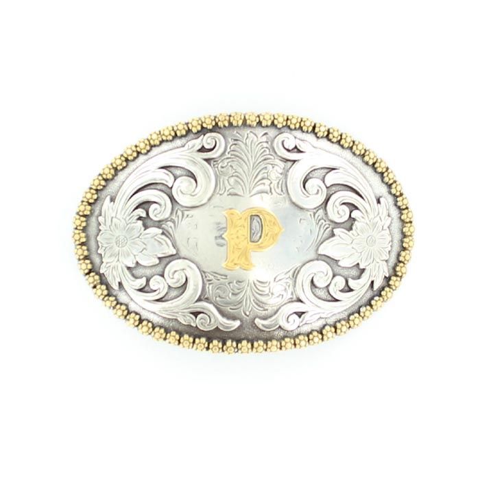 37072-P Initial Buckle, Colour: Ant Sil/Gld, Size: P