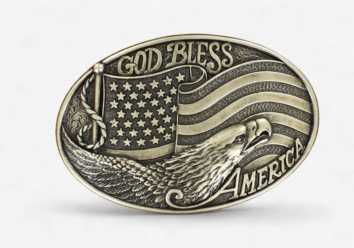 37016 God Bless America Buckle, Colour: Silver
