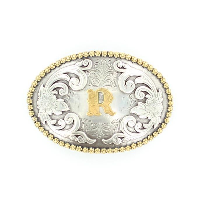 37072-R Initial Buckle, Colour: Ant Sil/Gld, Size: R