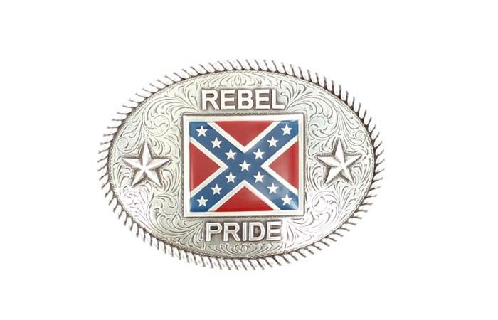 37052 Rebel Pride Buckle, Colour: Sil/Red/Blu, Size: 2.5" x 3.5"