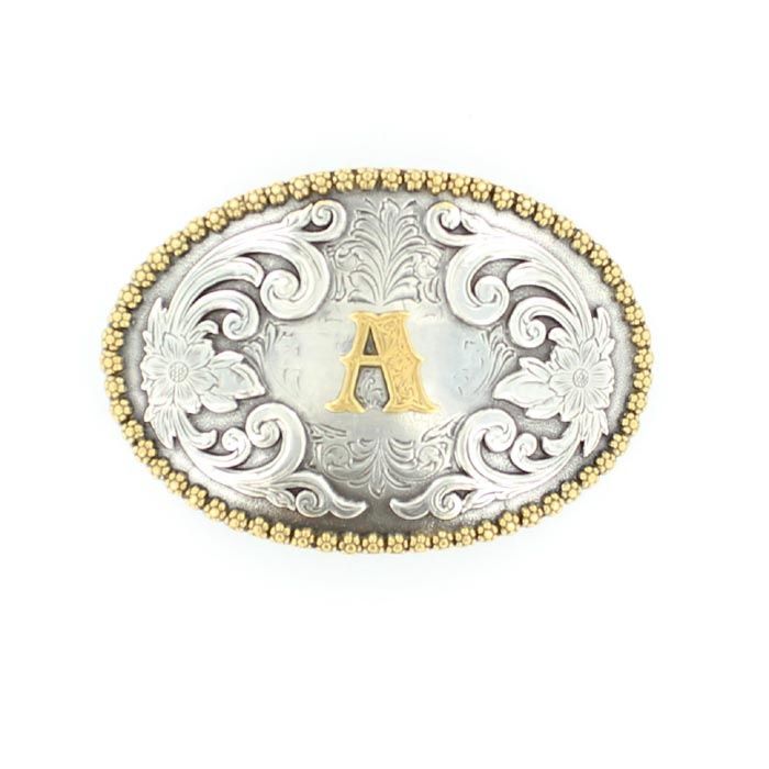 37072-A Initial Buckle, Colour: Ant Sil/Gld, Size: A