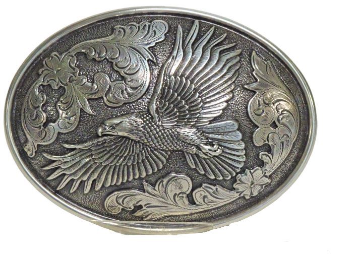 37044 Oval Soaring Eagle Buckle, Colour: Silver
