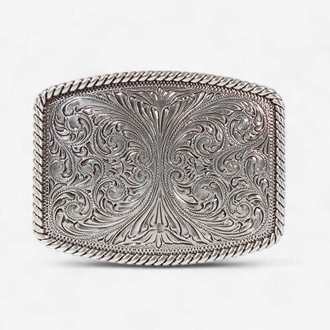 37003 Twisted Floral Rectangle, Colour: Silver, Size: Buckle