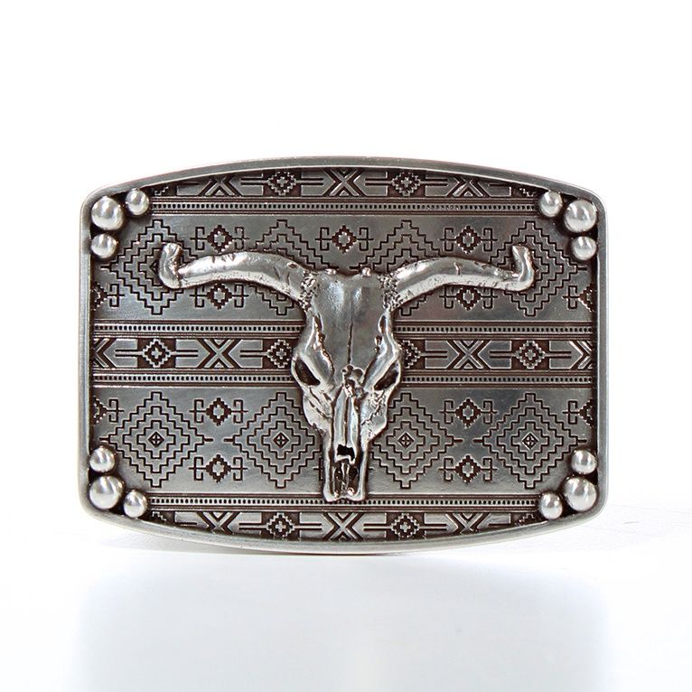 37716 Aztec Buckle w/Skull, Colour: Silver, Size: Buckle