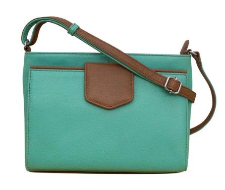 6592 Crossbody w/ Organizer, Colour: Turq/Toffee, Size: 9x6.75x2.25
