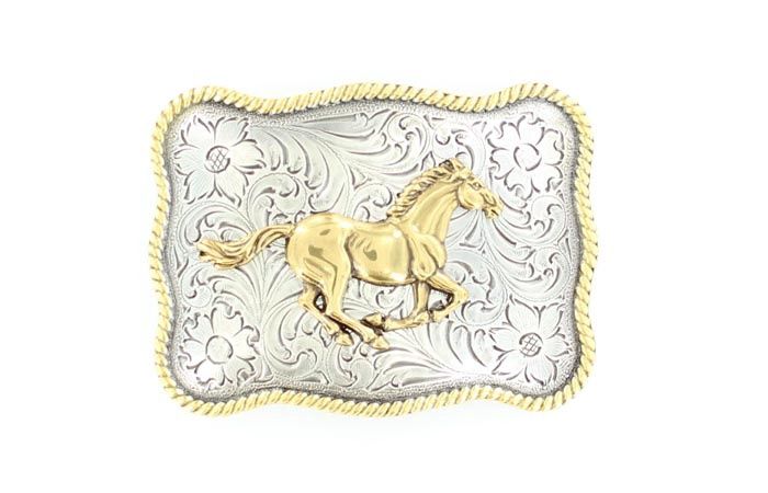3757452 Running Horse Buckle, Colour: Sil/Gold